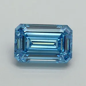 1.02ct EMERALD Fancy Vivid Blue VS2 Coloured Lab diamond