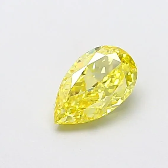0.73ct PEAR Fancy Vivid Yellow VS2 Coloured Lab diamond