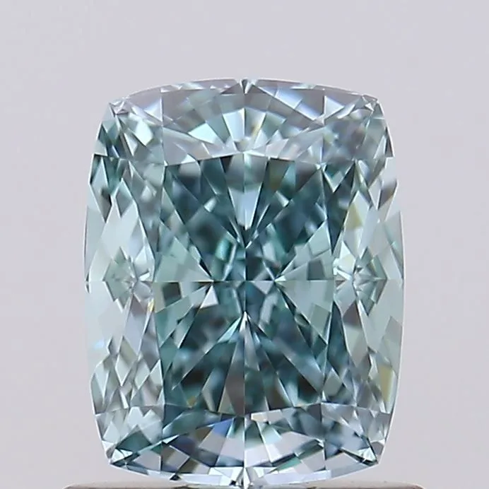 1.08ct CUSHION Fancy Vivid Greenish Blue VS1 Coloured Lab diamond
