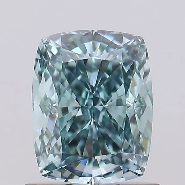 1.08ct CUSHION Fancy Vivid Greenish Blue VS1 Coloured Lab diamond