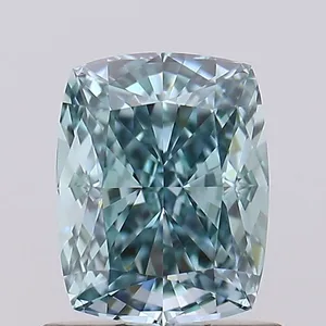 1.08ct CUSHION Fancy Vivid Greenish Blue VS1 Coloured Lab diamond