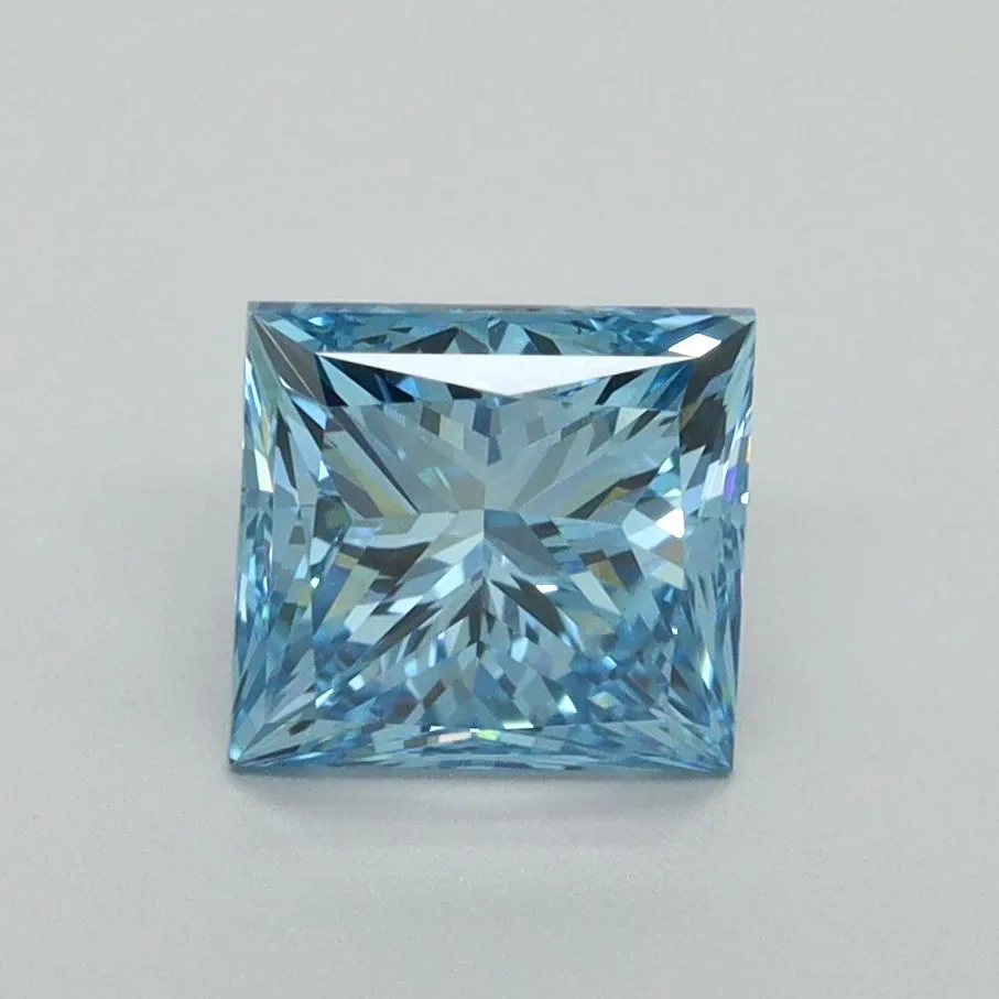 1.50ct PRINCESS Fancy Vivid Blue VS1 Coloured Lab diamond