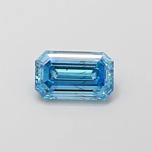 0.43ct EMERALD Fancy Vivid Blue SI1 Coloured Lab diamond