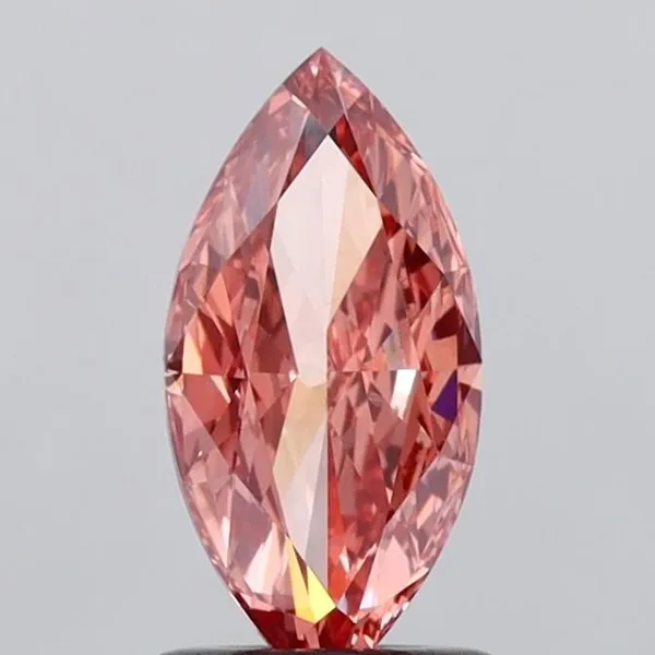 1.12ct MARQUISE Fancy Vivid Brownish Pink VVS2 Coloured Lab diamond