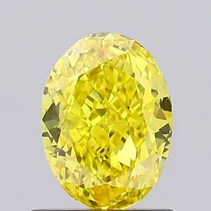 0.83ct OVAL Fancy Vivid Yellow VVS2 Coloured Lab diamond