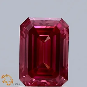 1.4ct EMERALD Fancy Deep Pink VS2 Coloured Lab diamond