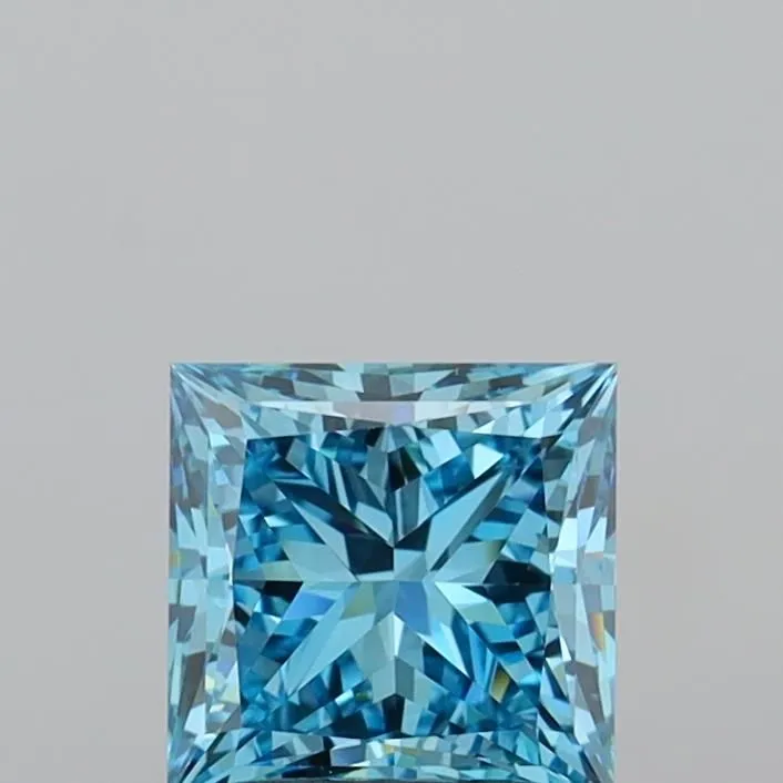 1.70ct PRINCESS Fancy Vivid Blue VVS2 Coloured Lab diamond