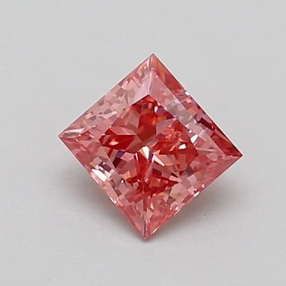 0.53ct PRINCESS Fancy Vivid Pink SI1 Coloured Lab diamond