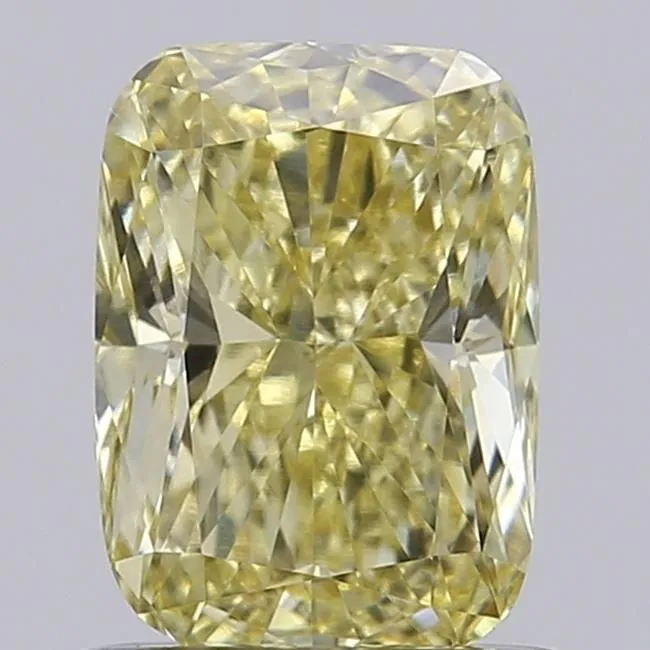 0.91ct CUSHION Fancy Intense Yellow VVS2 Coloured Lab diamond