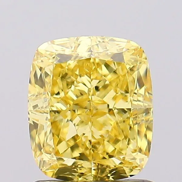 1.27ct CUSHION Fancy Vivid Yellow VS2 Coloured Lab diamond