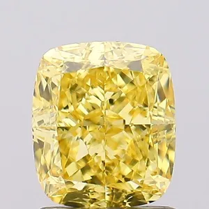 1.27ct CUSHION Fancy Vivid Yellow VS2 Coloured Lab diamond