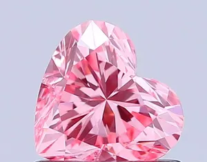 0.79ct HEART Fancy Vivid Pink VS1 Coloured Lab diamond