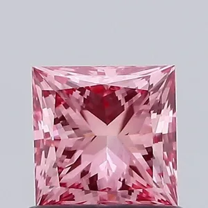0.7ct PRINCESS Fancy Vivid Pink VS2 Coloured Lab diamond