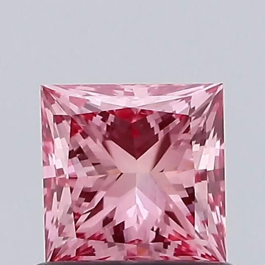 0.7ct PRINCESS Fancy Vivid Pink VS2 Coloured Lab diamond