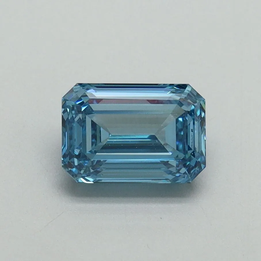 1.04ct EMERALD Fancy Vivid Blue VVS2 Coloured Lab diamond