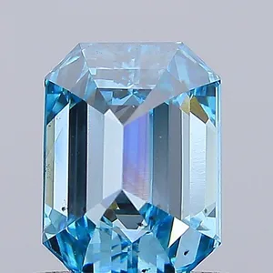 0.98ct EMERALD Fancy Vivid Blue SI1 Coloured Lab diamond