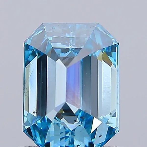 0.98ct EMERALD Fancy Vivid Blue SI1 Coloured Lab diamond