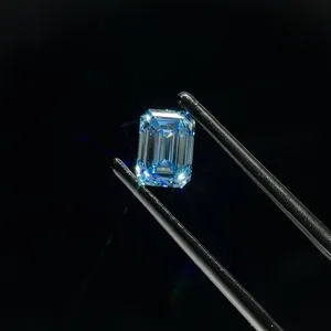 0.86ct EMERALD Fancy Vivid Blue VS1 Coloured Lab diamond