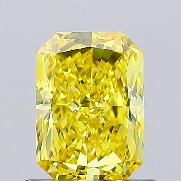 0.69ct RADIANT Fancy Vivid Yellow VS1 Coloured Lab diamond