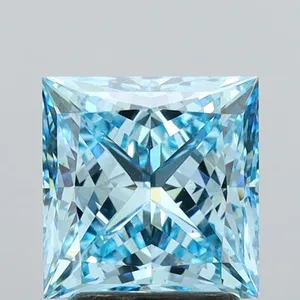 2.81ct PRINCESS Fancy Vivid Blue VS2 Coloured Lab diamond