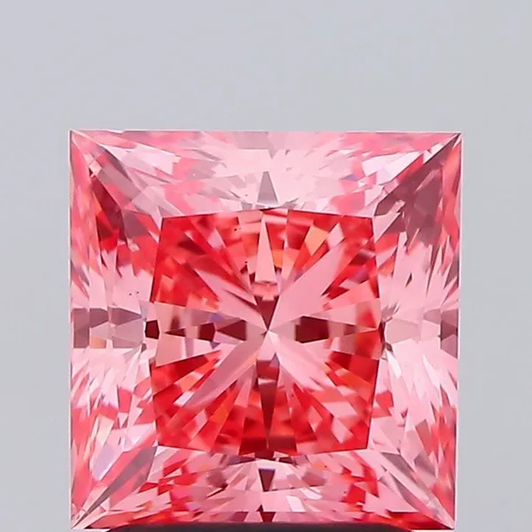 1.53ct PRINCESS Fancy Vivid Pink VS2 Coloured Lab diamond