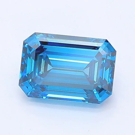 0.88ct EMERALD Fancy Vivid Blue VS1 Coloured Lab diamond
