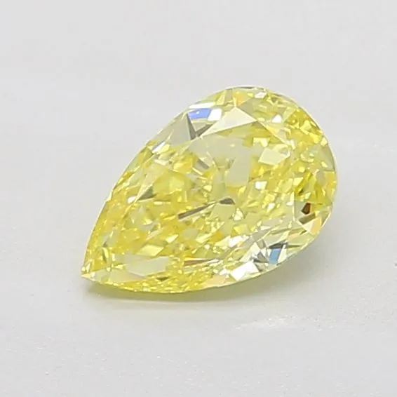 0.86ct PEAR Fancy Vivid Yellow VVS2 Coloured Lab diamond