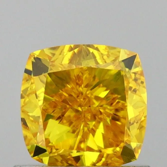 1.00ct CUSHION Fancy Vivid Yellow VS1 Coloured Lab diamond
