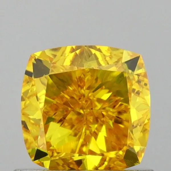 1ct CUSHION Fancy Vivid Yellow VS1 Coloured Lab diamond