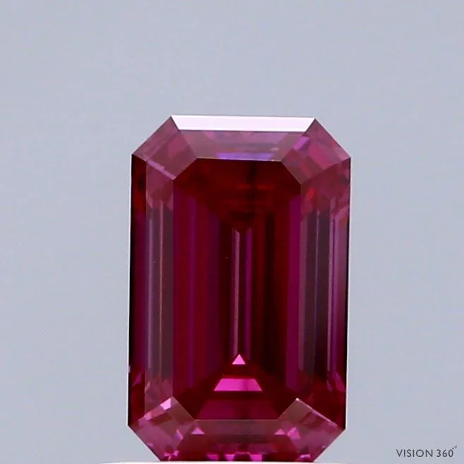 1.16ct EMERALD Fancy Vivid Pink SI1 Coloured Lab diamond