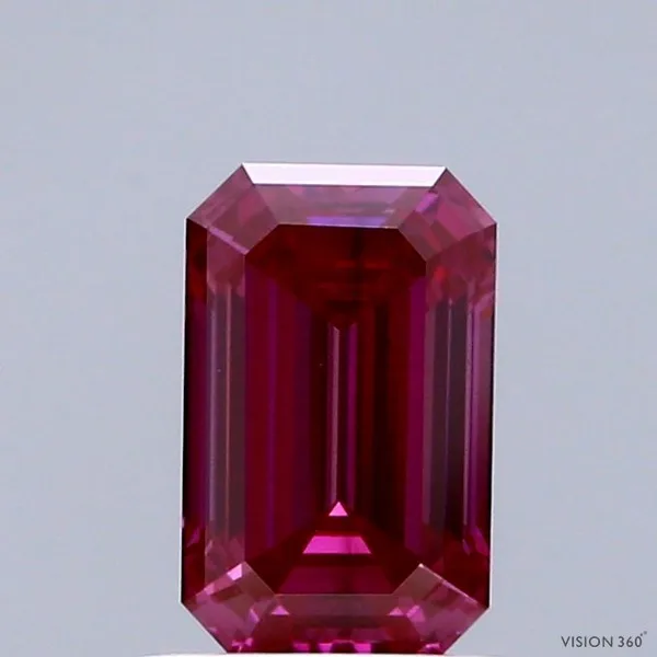1.16ct EMERALD Fancy Vivid Pink SI1 Coloured Lab diamond