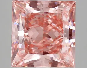 3.64ct PRINCESS Fancy Vivid Pink VS2 Coloured Lab diamond