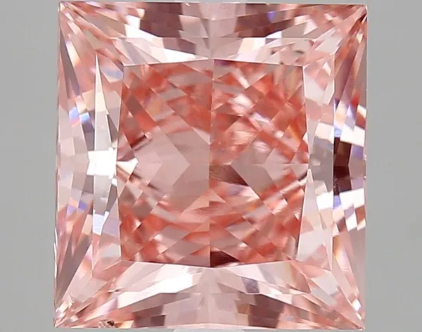 3.64ct PRINCESS Fancy Vivid Pink VS2 Coloured Lab diamond