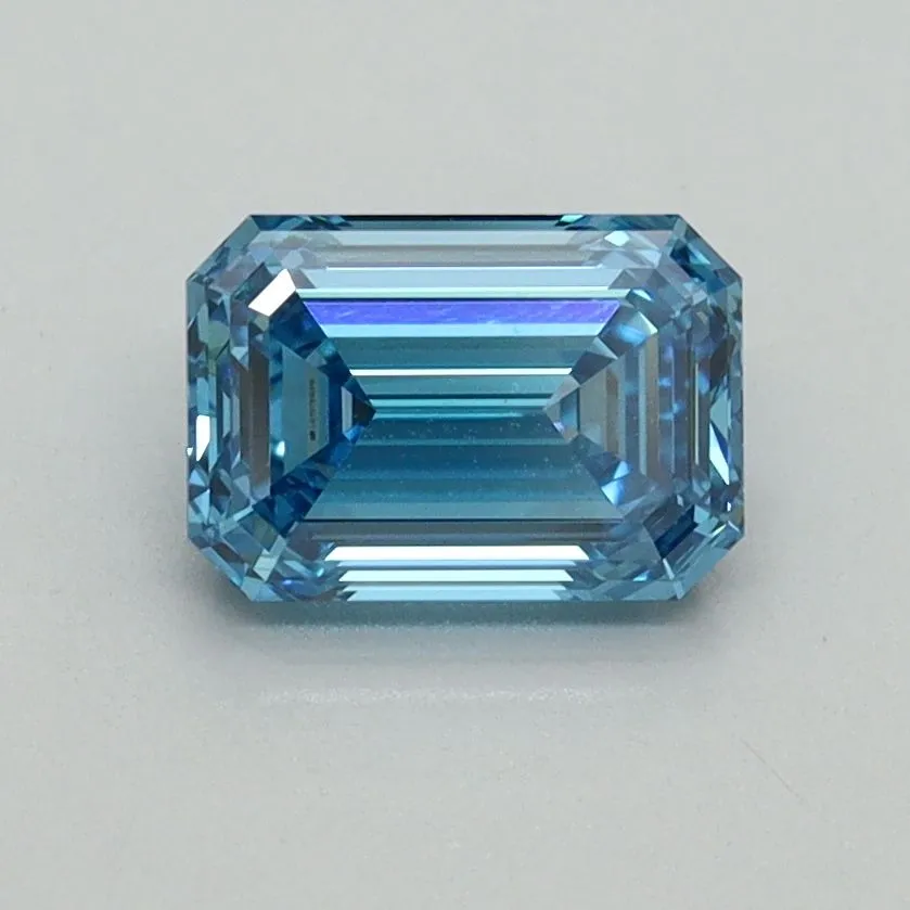 1.11ct EMERALD Fancy Vivid Blue VVS2 Coloured Lab diamond