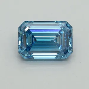 1.11ct EMERALD Fancy Vivid Blue VVS2 Coloured Lab diamond