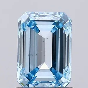 1.23ct EMERALD Fancy Vivid Blue SI1 Coloured Lab diamond