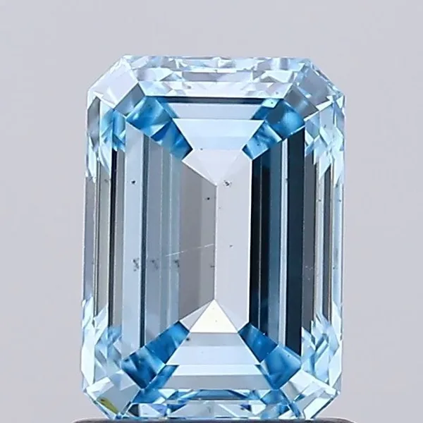 1.23ct EMERALD Fancy Vivid Blue SI1 Coloured Lab diamond