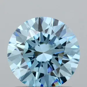 1.04ct ROUND Fancy Vivid Blue VVS2 Coloured Lab diamond