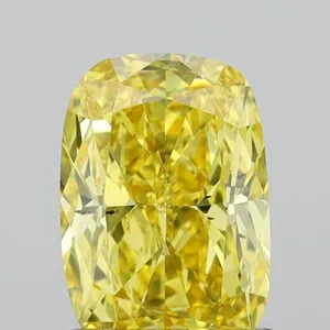 1.28ct CUSHION Fancy Vivid Yellow SI1 Coloured Lab diamond