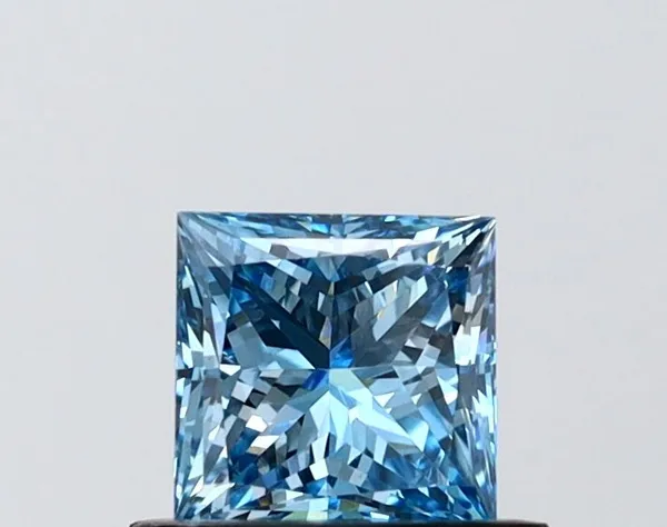 0.81ct PRINCESS Fancy Vivid Blue VVS2 Coloured Lab diamond