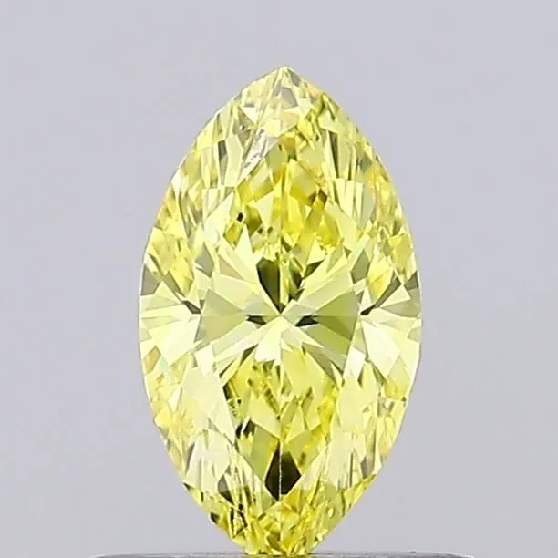 0.51ct MARQUISE Fancy Vivid Yellow VVS2 Coloured Lab diamond
