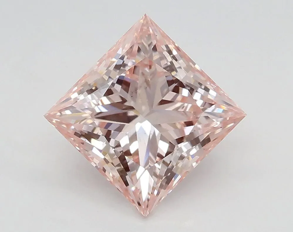 1.73ct PRINCESS Fancy Pink VS2 Coloured Lab diamond