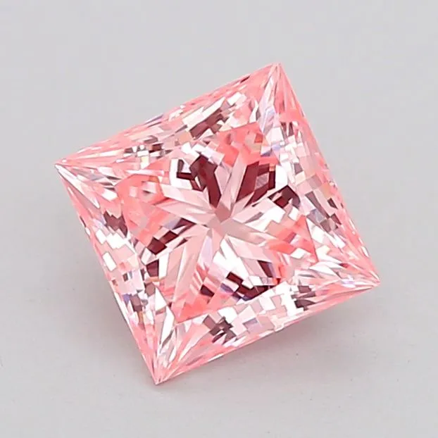 1.30ct PRINCESS Fancy Vivid Pink VVS2 Coloured Lab diamond
