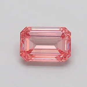 0.51ct EMERALD Fancy Intense Pink VS2 Coloured Lab diamond