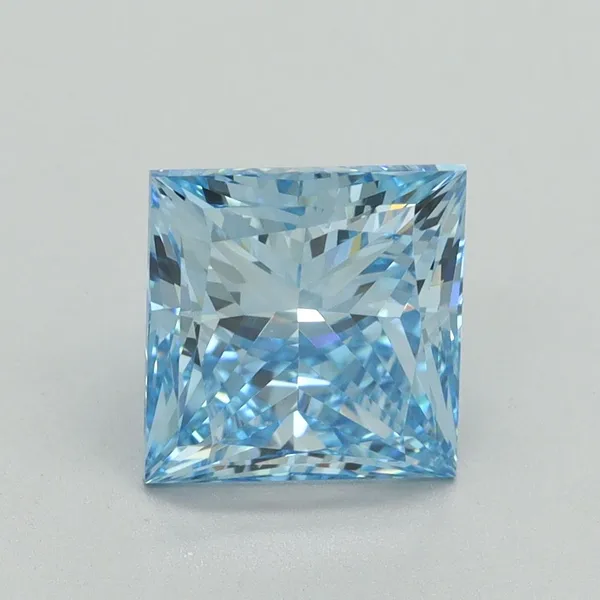 2.64ct PRINCESS Fancy Vivid Blue VS1 Coloured Lab diamond