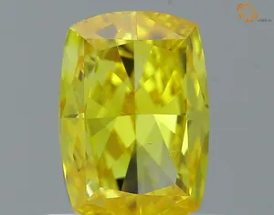 1.01ct CUSHION Fancy Vivid Yellow VS2 Coloured Lab diamond