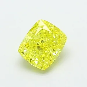 0.8ct CUSHION Fancy Vivid Yellow VS1 Coloured Lab diamond