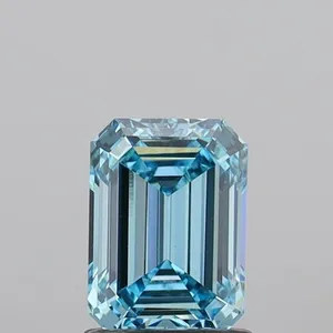 1.42ct EMERALD Fancy Vivid Blue VS1 Coloured Lab diamond