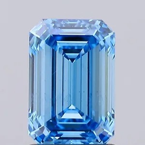 1.51ct EMERALD Fancy Vivid Blue SI2 Coloured Lab diamond