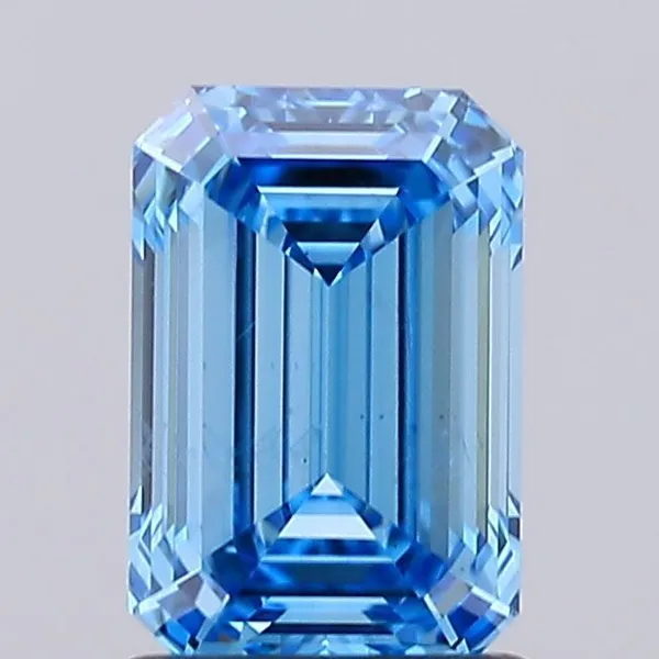 1.51ct EMERALD Fancy Vivid Blue SI2 Coloured Lab diamond